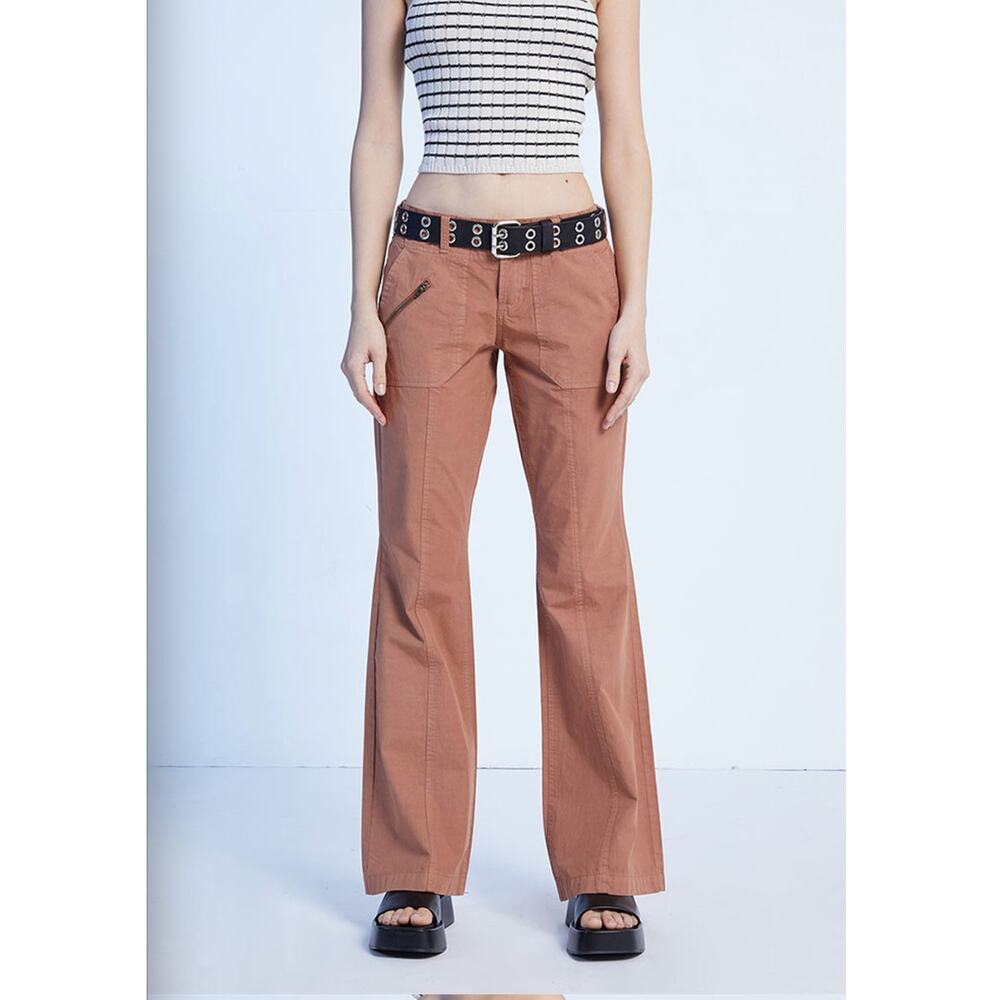 Pacsun Brown Low Rise Britney Flare Cargo Pant Size 25 | 2 NWT Punk Utility - Picture 2 of 14